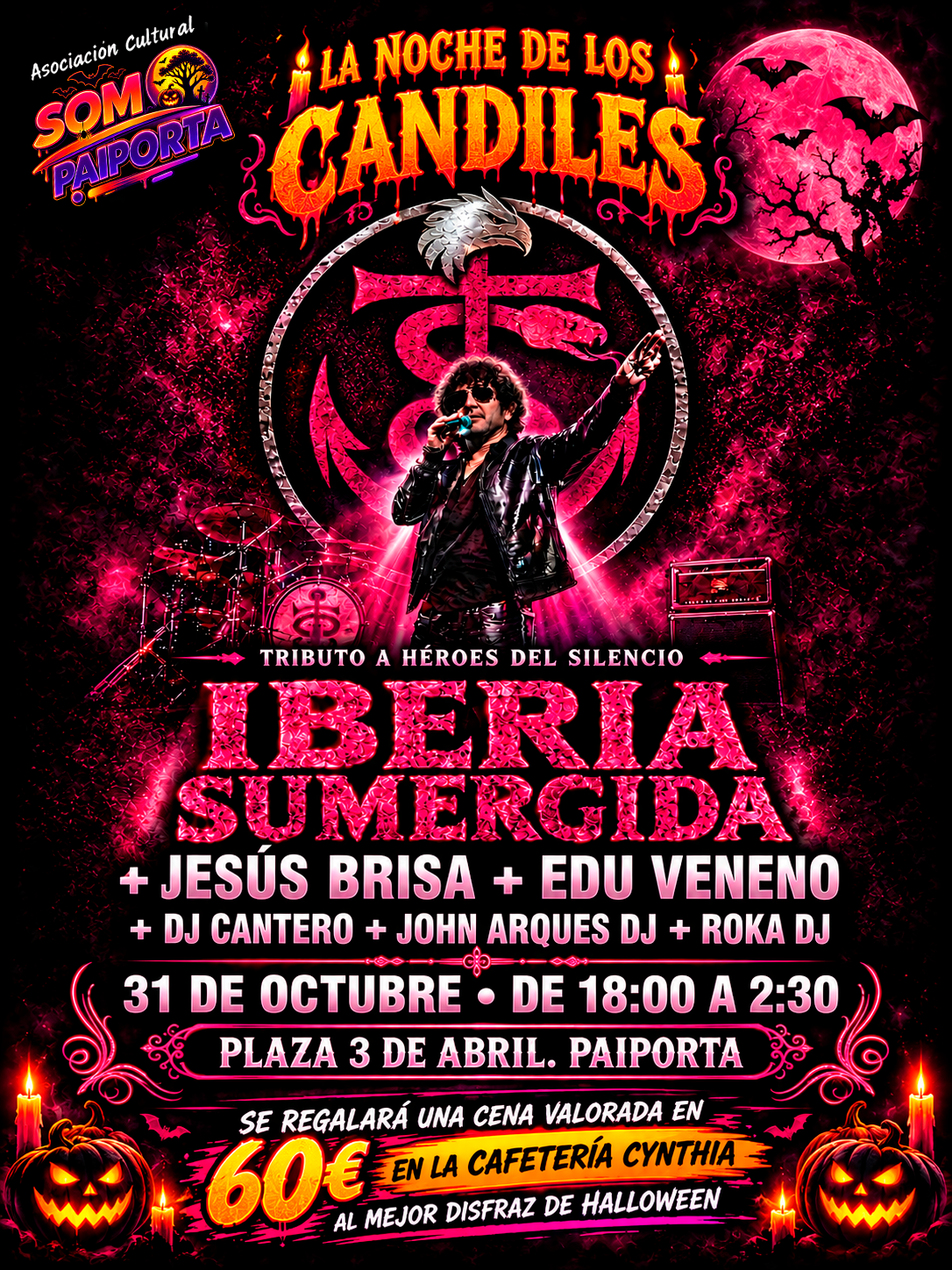 Cartel: Iberia Sumergida, tributo a Héroes del Silencio. 31 de octubre, Plaza 3 de Abril, Paiporta